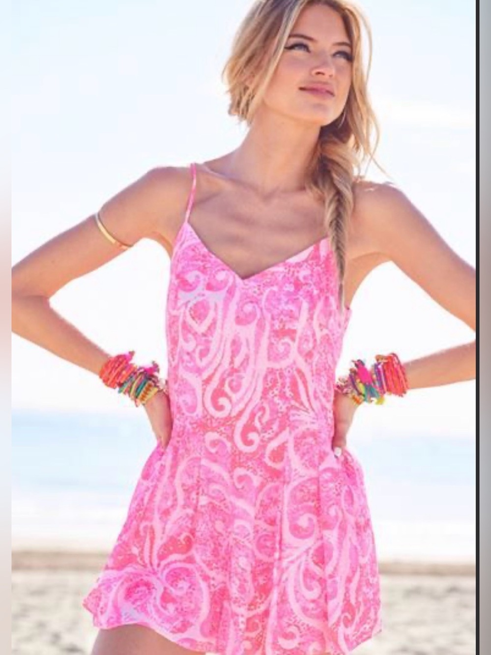 Lilly Pulitzer Kyla Slip Romper Womens Size 4 Pink Pout PBJ